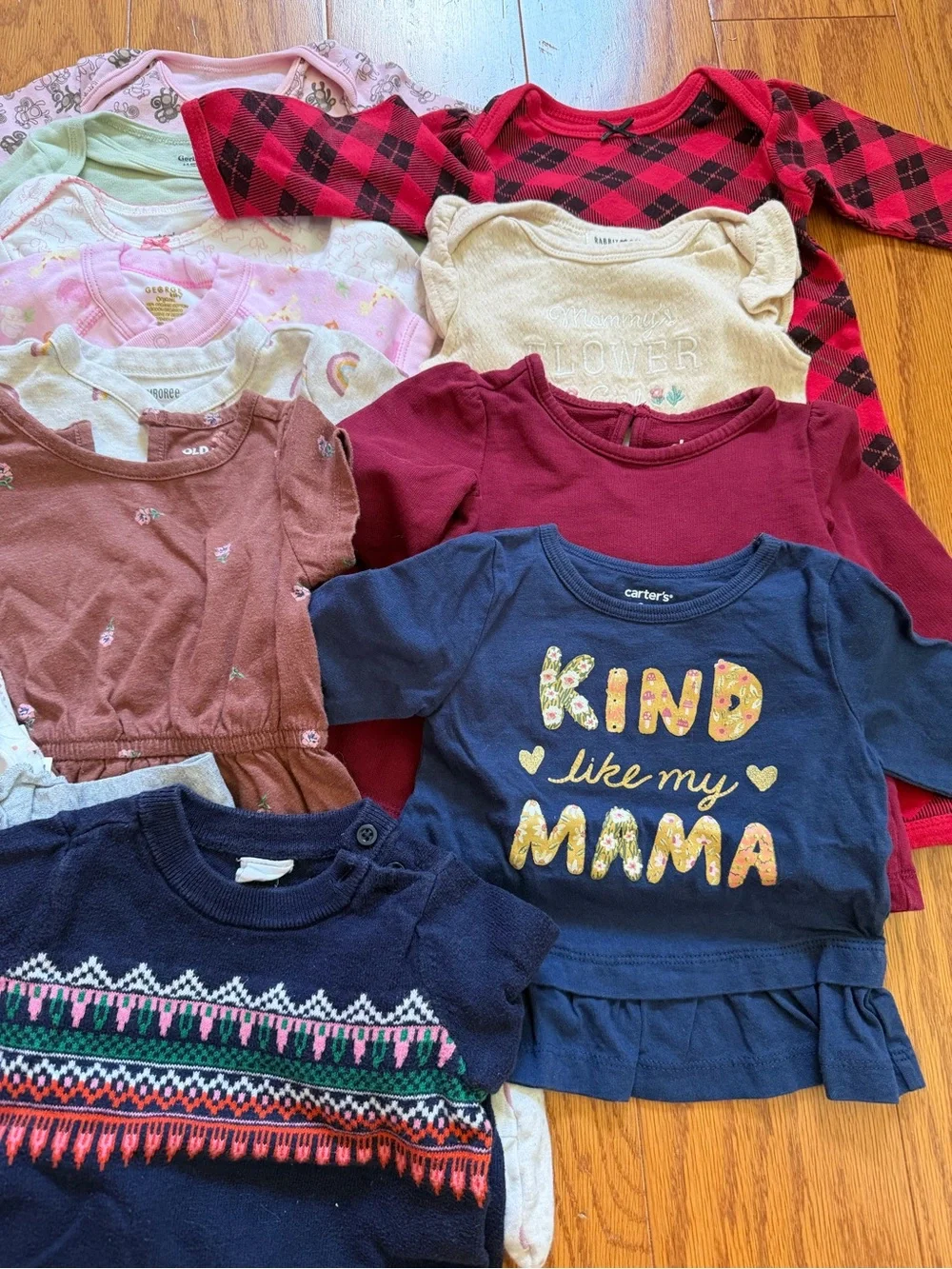Lot of 17 little girls clothes Carter's Navy Long-Sleeve shirt one piece 6-9 m